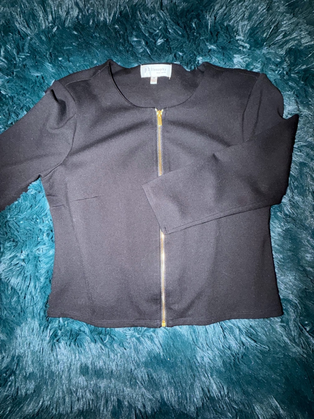 Philosophy Black Zip-Front Women's Cropped Jacket